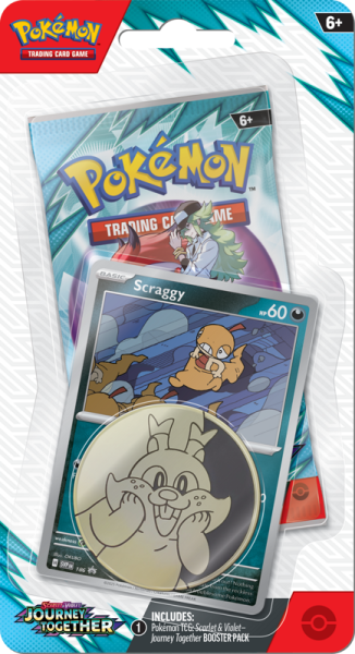 Scarlet & Violet Pokemon SV09 Journey Together Checklane Blister Scraggy  Englisch