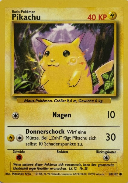 Pikachu 58/102 Base Set 1999 Deutsch NM