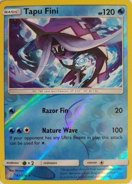 Tapu Fini 52/236 Reverse Holo - Sun and Moon- Unified Minds - EN NM