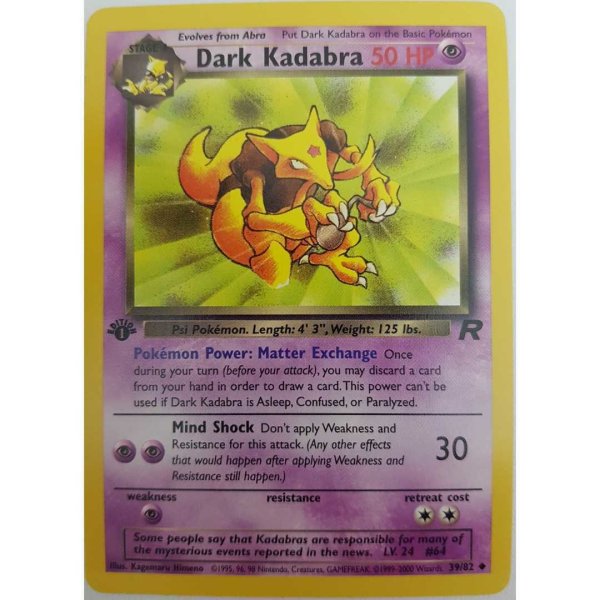 Dark Kadabra  39/82 - 1st Edition - Team Rocket Pokemon - Englisch NM
