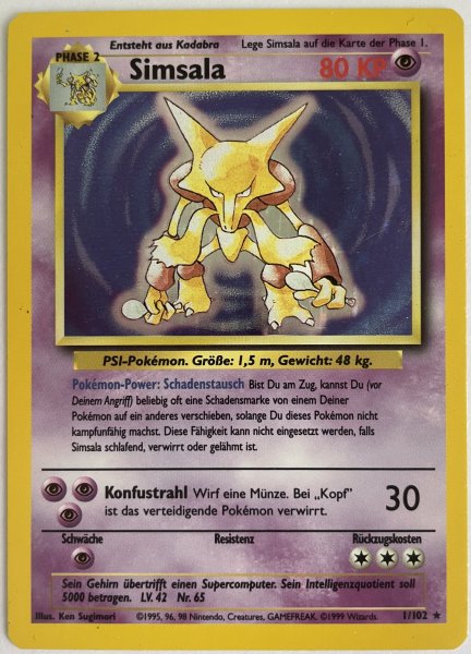 Simsala 1/102 Holo Rare Base Set Pokemon Deutsch NM #2798