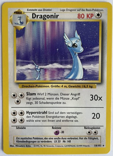 Dragonir  18/102 Rare Base Set Pokemon Deutsch Mint #2659