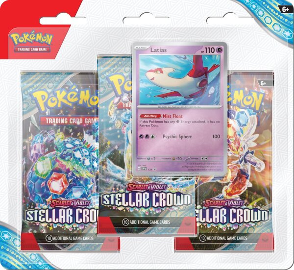 Scarlet & Violet Pokemon SV07 Stellar Crown 3 Pack Blister Latias Englisch